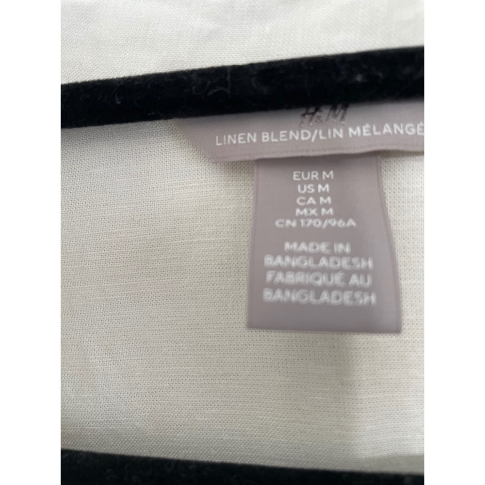 H&M Shirt Dress Womens Medium M Off White Linen Blend Sleeveless Midi Button Up - Picture 7 of 10